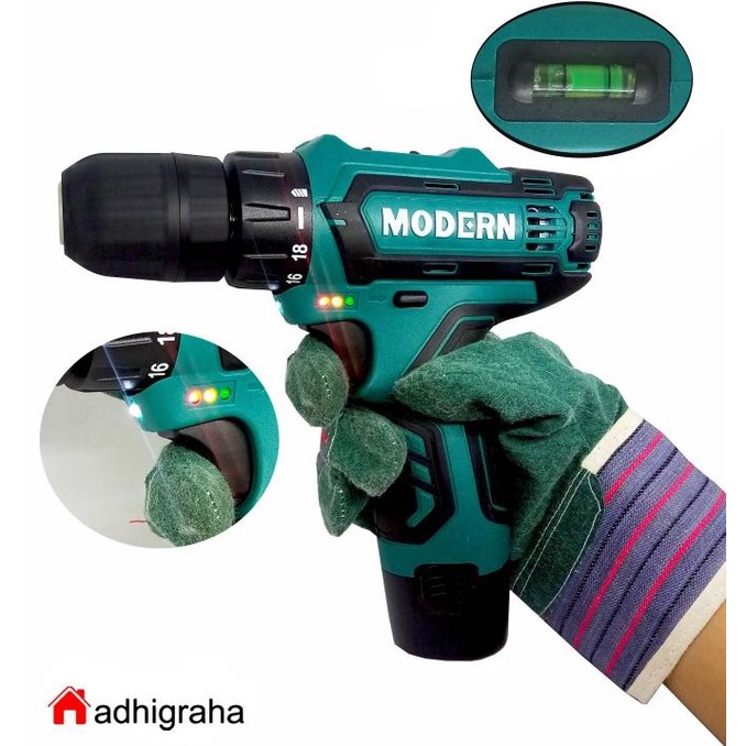 Mesin Bor Baterai M12V Cordless Modern Bolak Balik Reversible Charge M