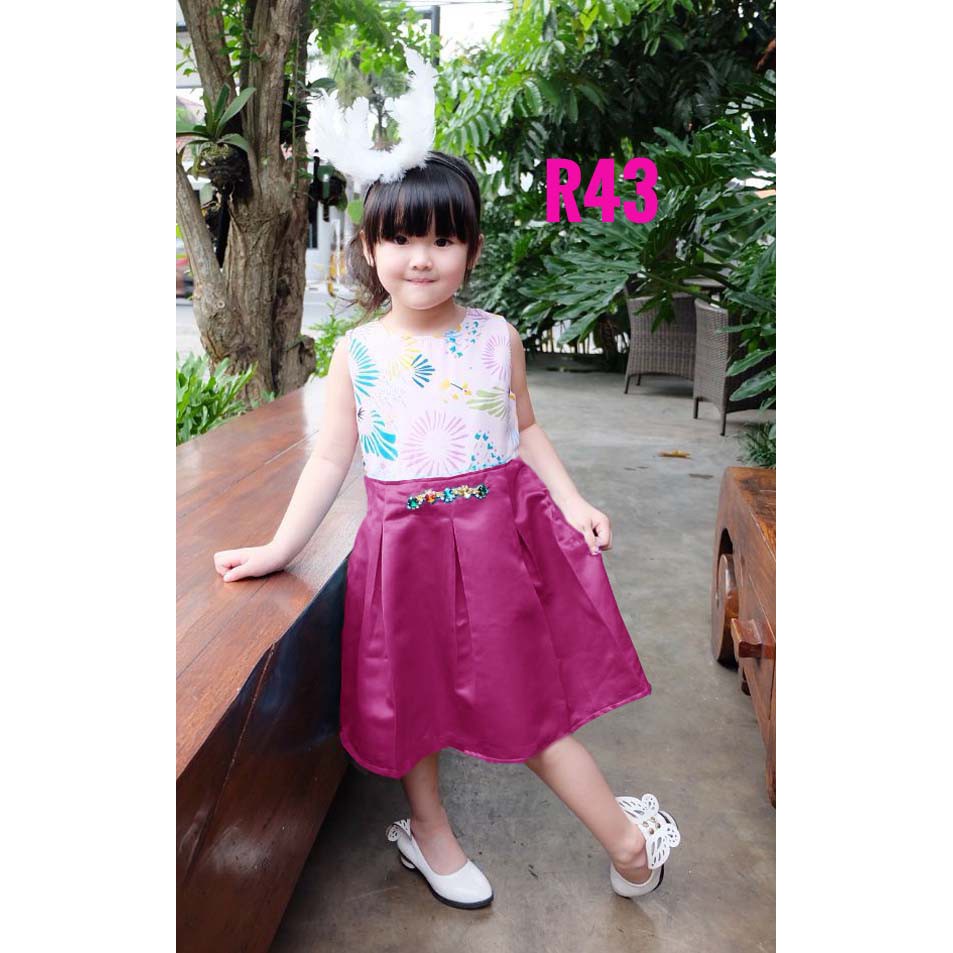 R43 RK Pattern Dress Magenta DRESS PESTA ANAK DRESS ANAK