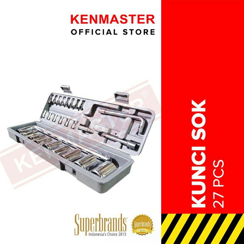 Kenmaster  , 27 PCS  , Kunci Sock Set  , Socket Wrench Set Kunci Sok