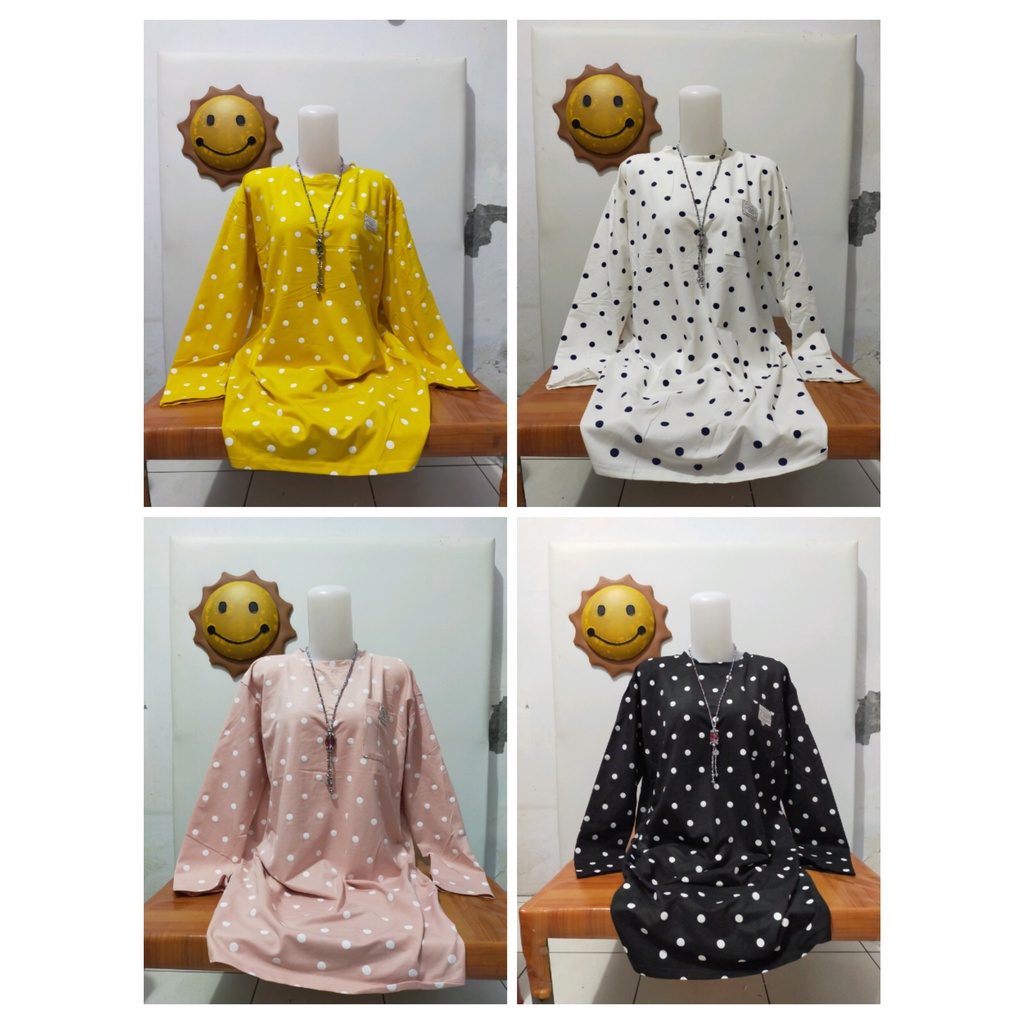 tunik kaos import motif pokadot 8012