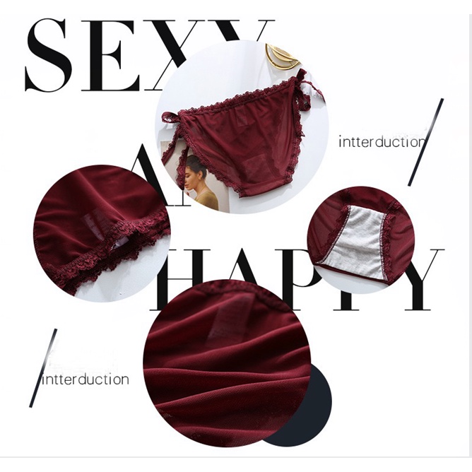 (COD) Celana Dalam Renda Bernapas Tali ultra-tipis Celana Low Waist Cd 3C075