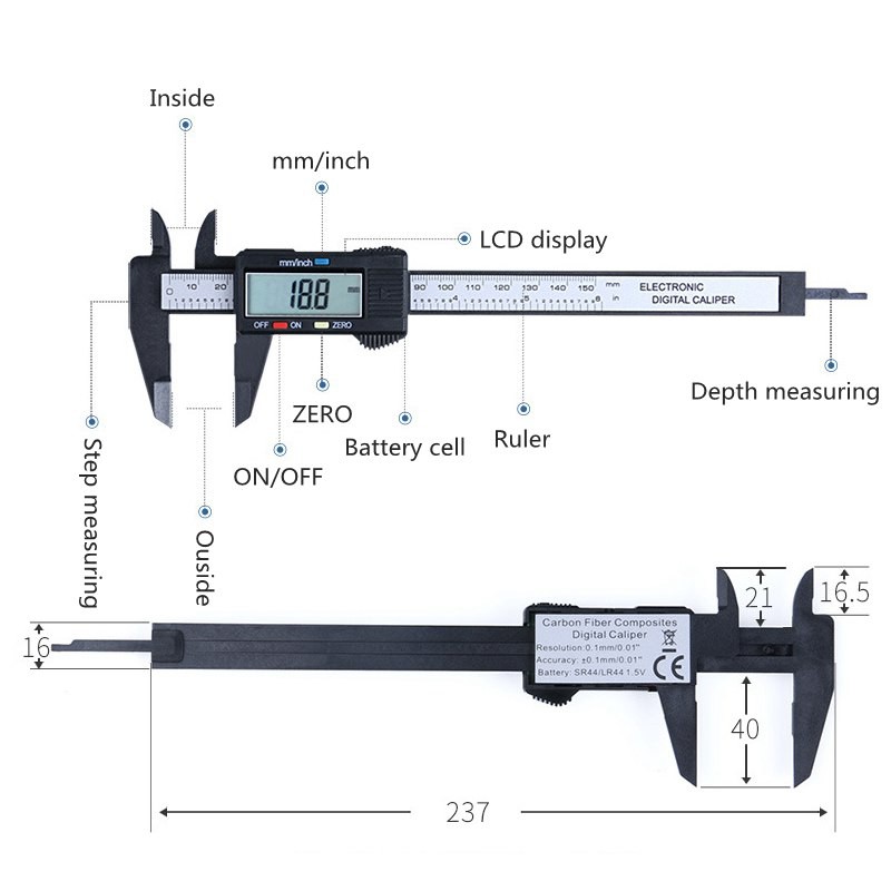 Digital Caliper Meter Jangka No Digital 0-150MM Jangka Caliper Sorong Sigmat Digital LCD Screen