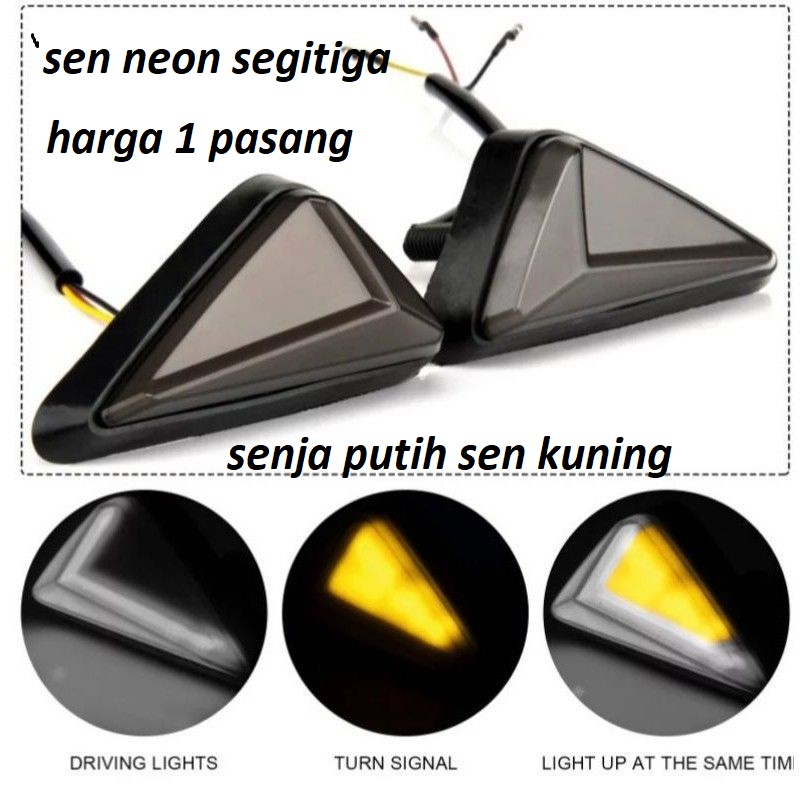 [neon] sen segitiga neon 2 mode sen tempel segitiga led neon sen ninja 250 r15 cbr UNIVERSAL harga 1 pasang