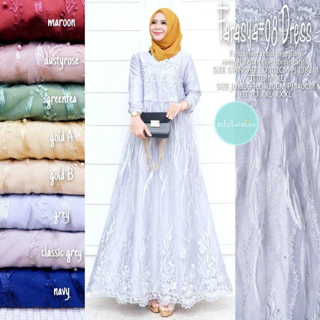 Dress Muslim Jumbo xxxl Farasya Dress #98 Gamis Kondangan BigSize Ld 130cm Gamis Brukat Jumbo Gamis Lebaran Terbaru Dress Muslimah Gaun Pesta Gamis Seragam Pernikahan Outfit Bridesmaid Gamis Broklat Terbaru Outfit Kondangan Terbaru Gamis Warna Putih