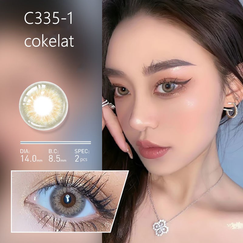 （COD）Sepasang lensa kontak berwarnaDiameter 14-14,5 MM softlens livingsoftlens biru soflens soflen mata soplen murah soplen mata soflens grey