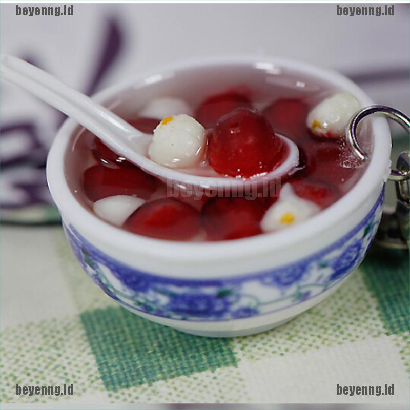 BEY 1PCS-Cute-Food-Simulation-Key-Chains-Chinese-Blue-and-white-porcelain-Food-Bowl