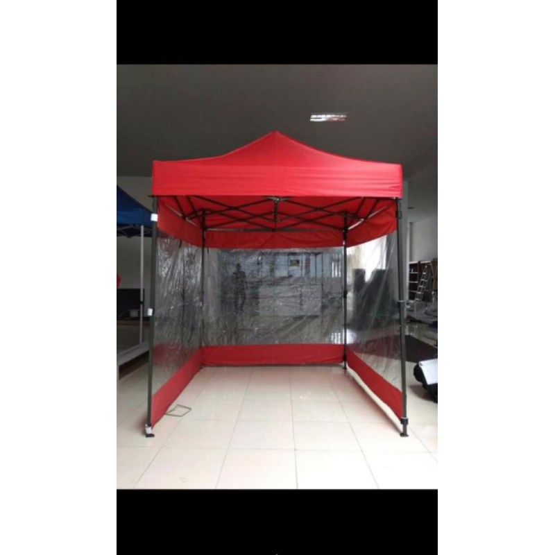 Tenda lipat size 2x2 untuk jualan murah plus dinding 3 sisi