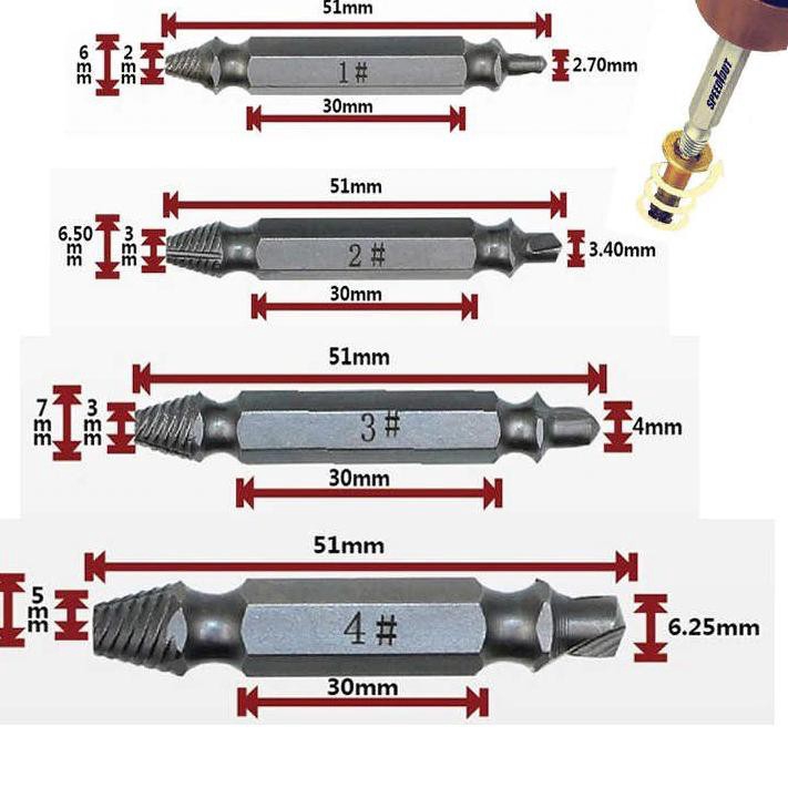 Cuci Gudang Mata Bor Pembuka Baut Rusak Speed Out Screw Damage Extractor Broken Striped Matabor