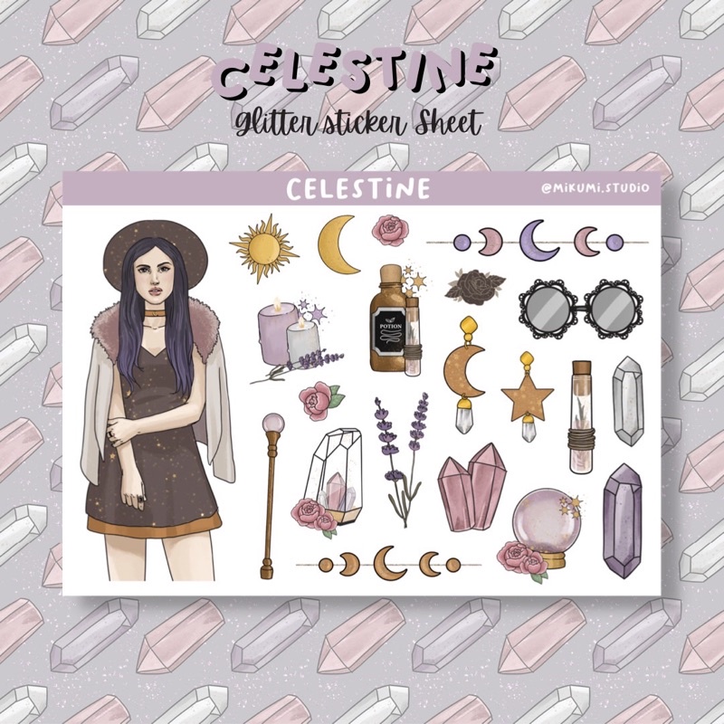 

[MIKUMI] Celesti e Sticker Sheet | Glitter Sticker | Kiss Cut sticker | Deco sticker | Journaling Kits | Bujo Kits | Planner Sticker | Stiker Planner | Sticker Lucu | Sticker Planner | Sticker Bujo | Deco Kit | Scrapbook Sticker