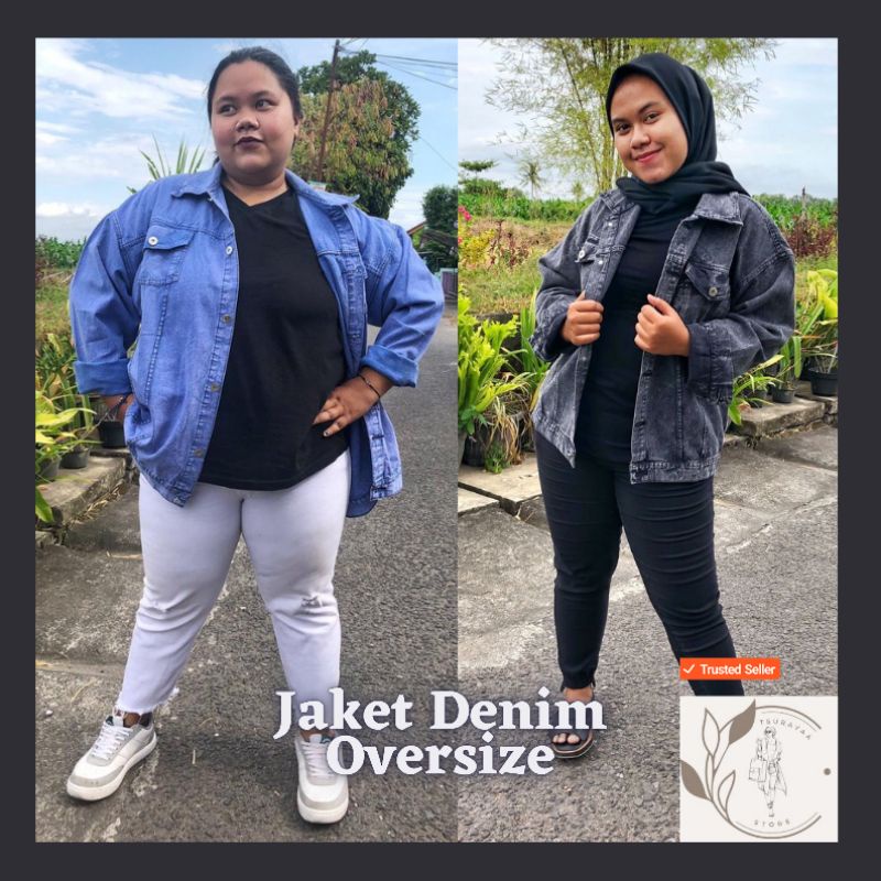 Jaket Jeans Oversize Denim Jumbo  Big Size LD 140 Cm