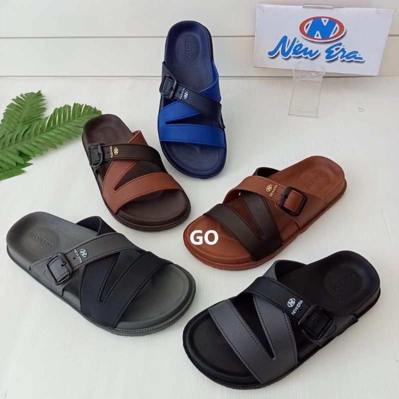 NEW ERA TG E 37018 Sandal Slop Pria Wanita Original Sandal Slop Pria  Tali Silang Sandal Karet Pria New era