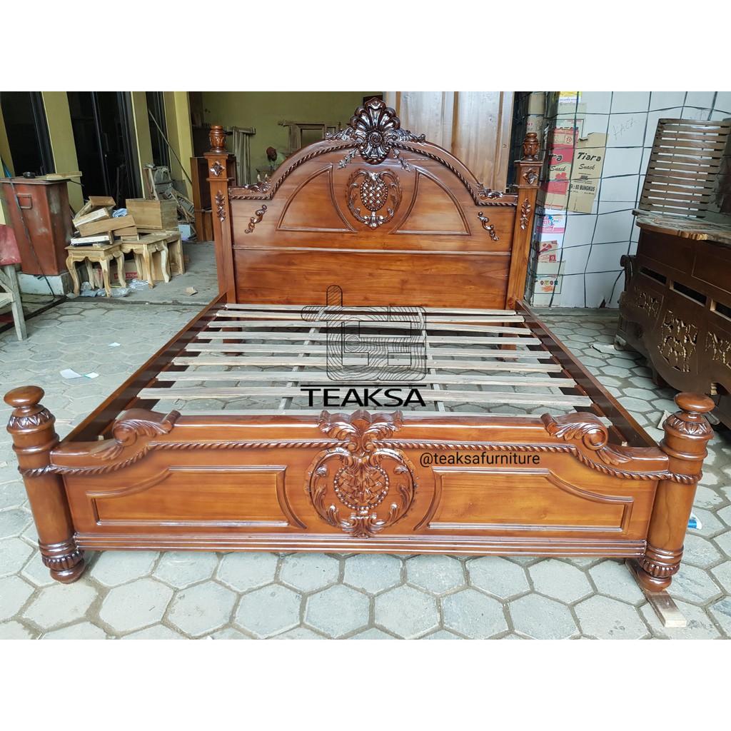 Dipan Ranjang Tempat Tidur Jati Cempaka No.2 ukuran160x200cm