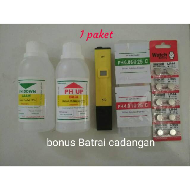 Paket ph meter dan larutan ph up dan ph down 250 ml