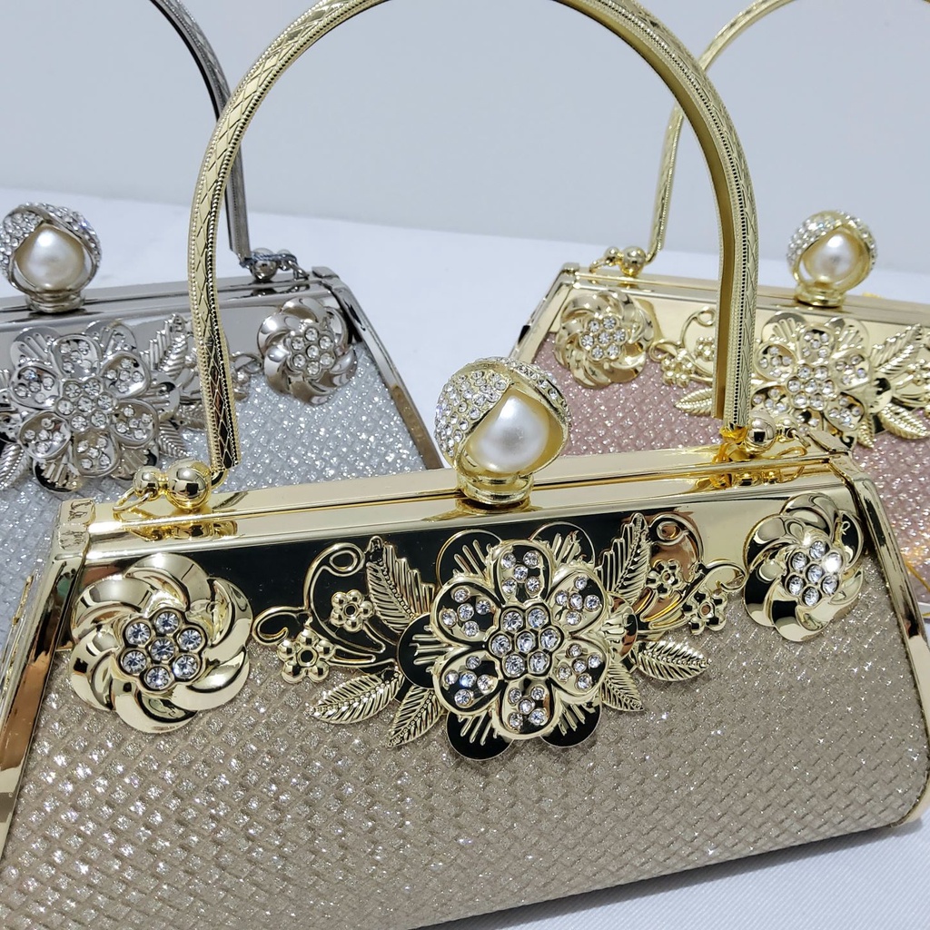 FARNELL - Tas Pesta Farnell Clutch Kondangan Wanita Diamond Mutiara Bunga Cantik Mewah 2929/2908