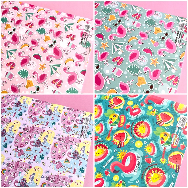 

[5pcs Mix Motif] Kertas Kado Sansan Wawa Motif Girl Flamingo Princess