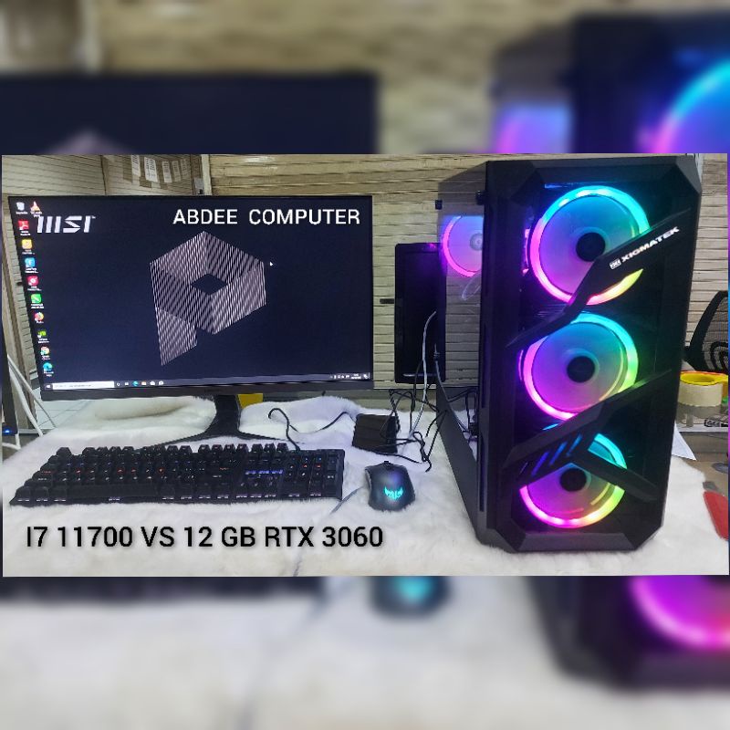 PC GAMING CORE I7 11700F RAM 16 GB NVME 256 HDD 1 TB 12 GB RTX 3060 24 IN SAMSUNG 75hz EDITING 1 SET