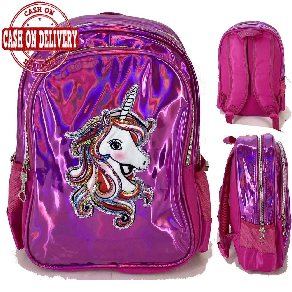 SEQUIN LAMPU Tas Ransel Sequin Lampu Tas Nyala Usap TK LED EVA UNICORN