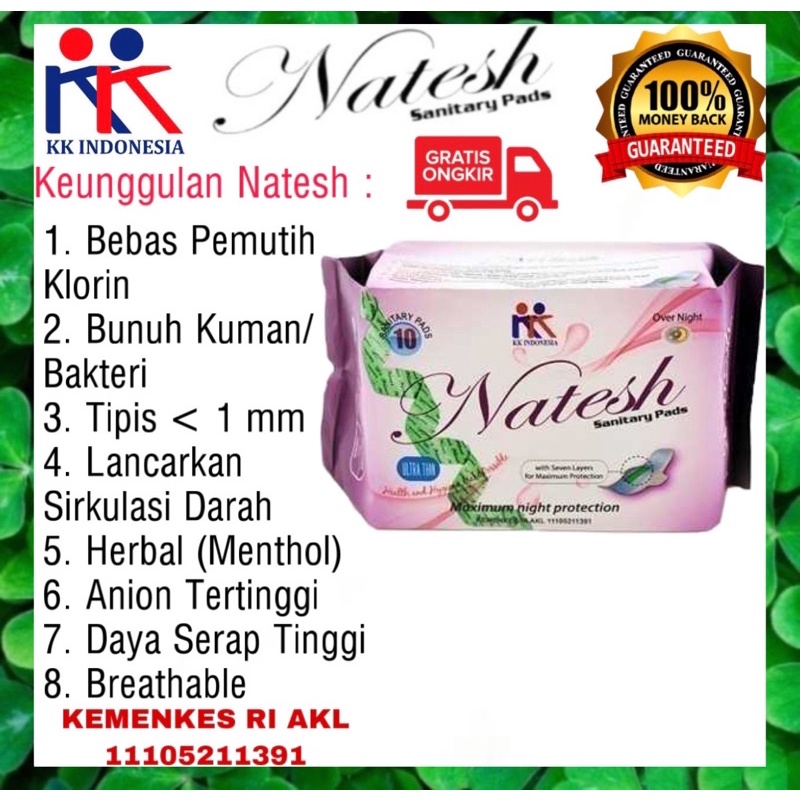 Pembalut NATESH Night Use dapat 1 pcs Pembalut Herbal Pembalut Artist