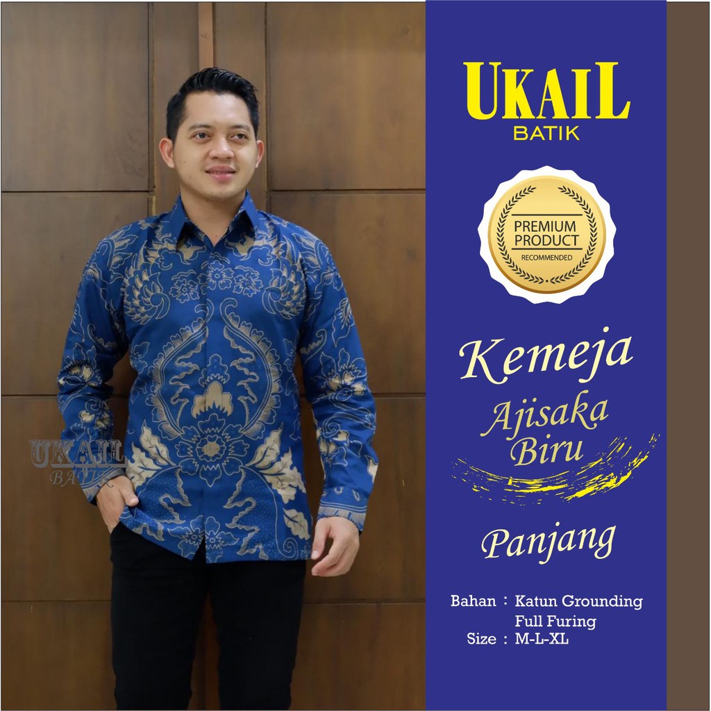 AJISAKA BIRU UKAIL KEMEJA BATIK SOLO PRIA LENGAN PANJANG LAPIS FURING ATASAN BATIK PREMIUM MODERN KATUN HALUS SELING KUNING PEKSI SELING BIRU BROTOJOYO WAHYU LAWASAN PRASTOWO PEKSI YUDHA PEKSI SANDING ABIYAKSA PUSPO KINASIH GURDO WIBOWO PRAKOSO PRAKOSO
