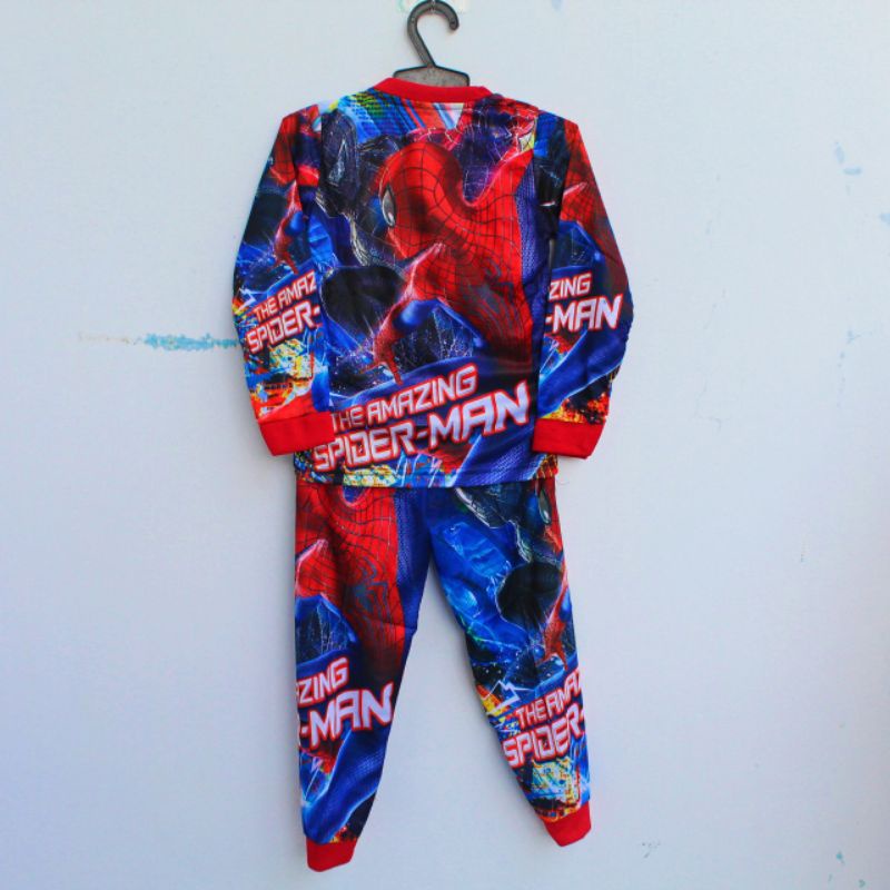 setelan baju tidur piama anak laki laki laki spiderman full printing