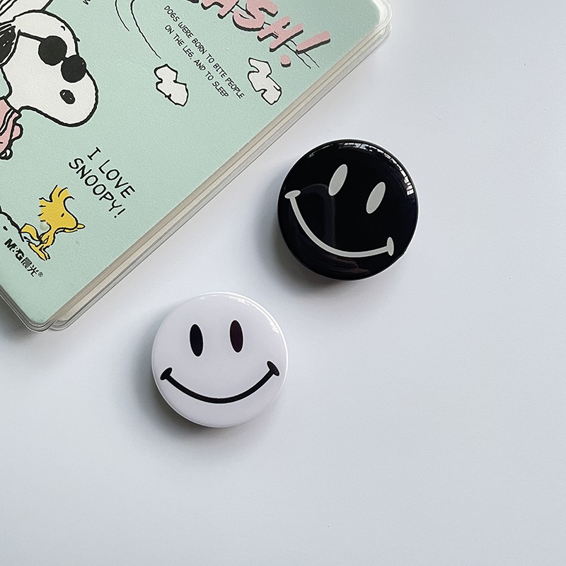 Popsocket Hp Bentuk Bulat Motif Smiley Face Warna Pelangi