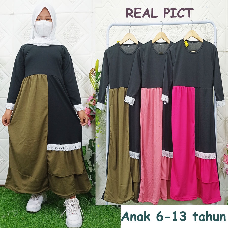 Lulu Syar’i Kids Gamis Dress Anak Mix Renda Kombinasi GL Fashion