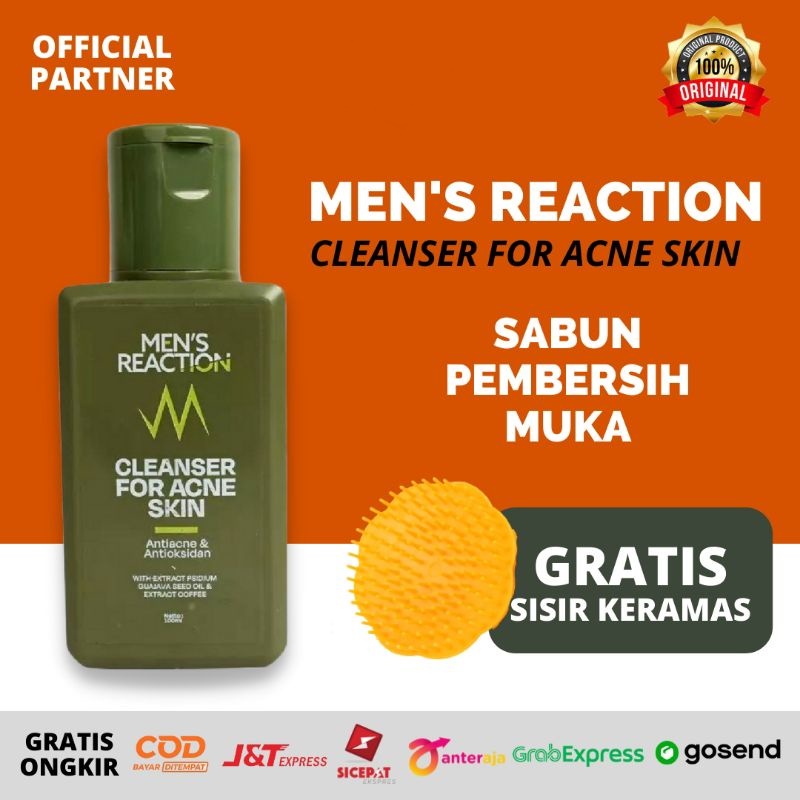 KIRIM HARI INI Sabun jerawat MENS REACTION Acno Clean Anti Bakteri Pembersih wajah (ART. 4768)