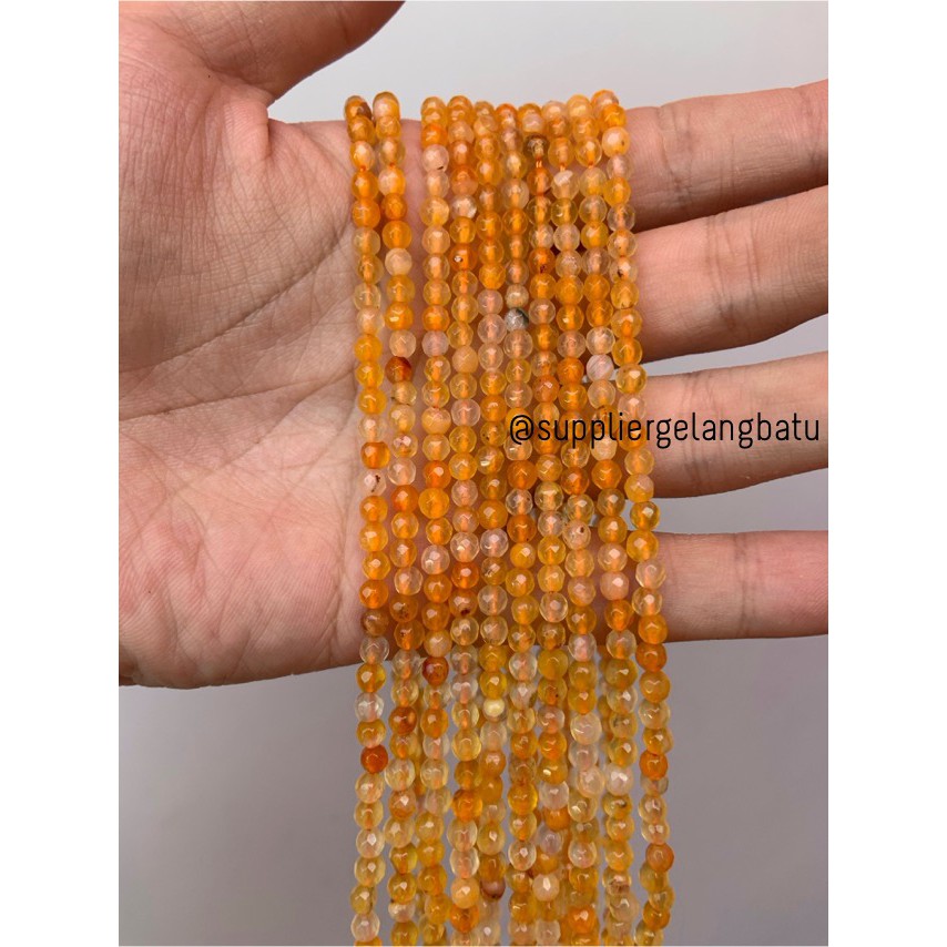 Batu Carnelian serat orange 4mm CUTTING natural oren bahan alam fesyen