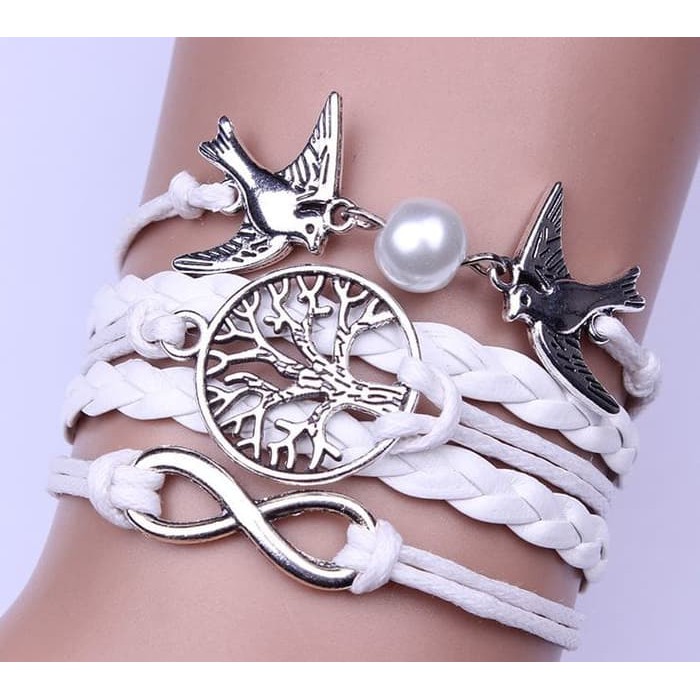 CVCV330 Gelang Korea Multi Charm WH Bird Infinity