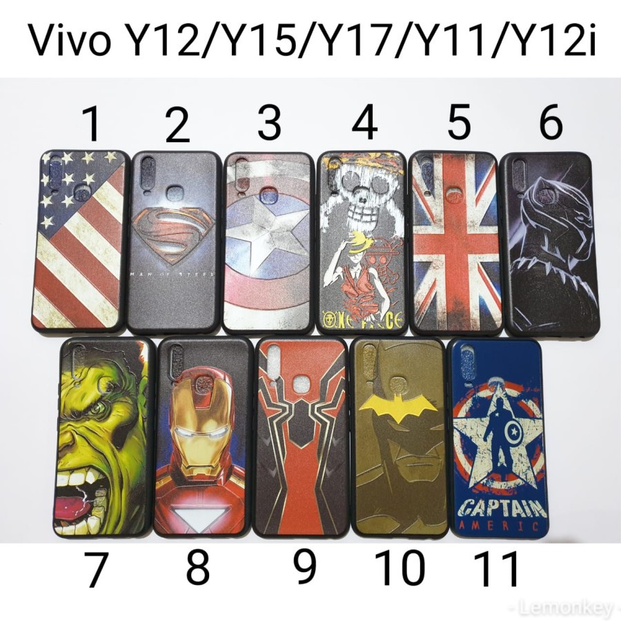 Case Hitam Superhero Vivo Y17  Soft Case Vivo Y17 y12 y15 Black Mate
