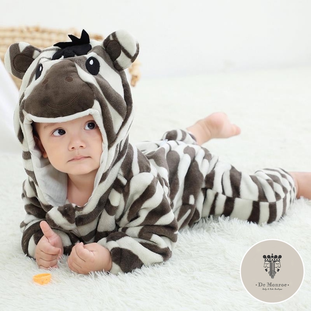 Size 100 ( 18-24 Bulan ) GROSIR MURAH De Monroe Baju Bayi dan Anak Baju Tidur Kostum Bayi Binatang Jumper Animal Romper Onesie Cewek Cowok Harimau dll