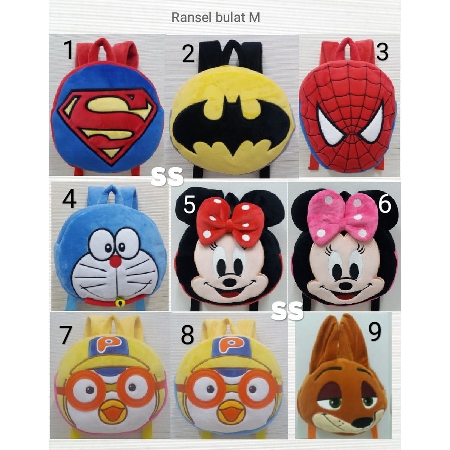 barokah tas anak boneka superman batman spiderman doraemon minnie pororo