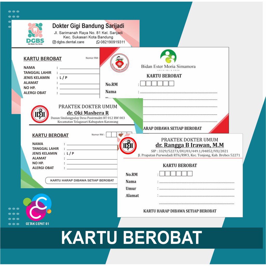 

Custom Kartu Berobat Klinik , Member Card, Kartu Identitas