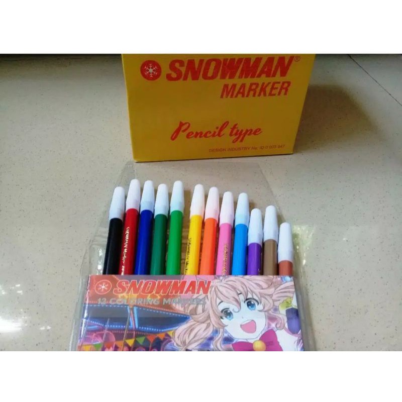 spidol 12 warna snowman