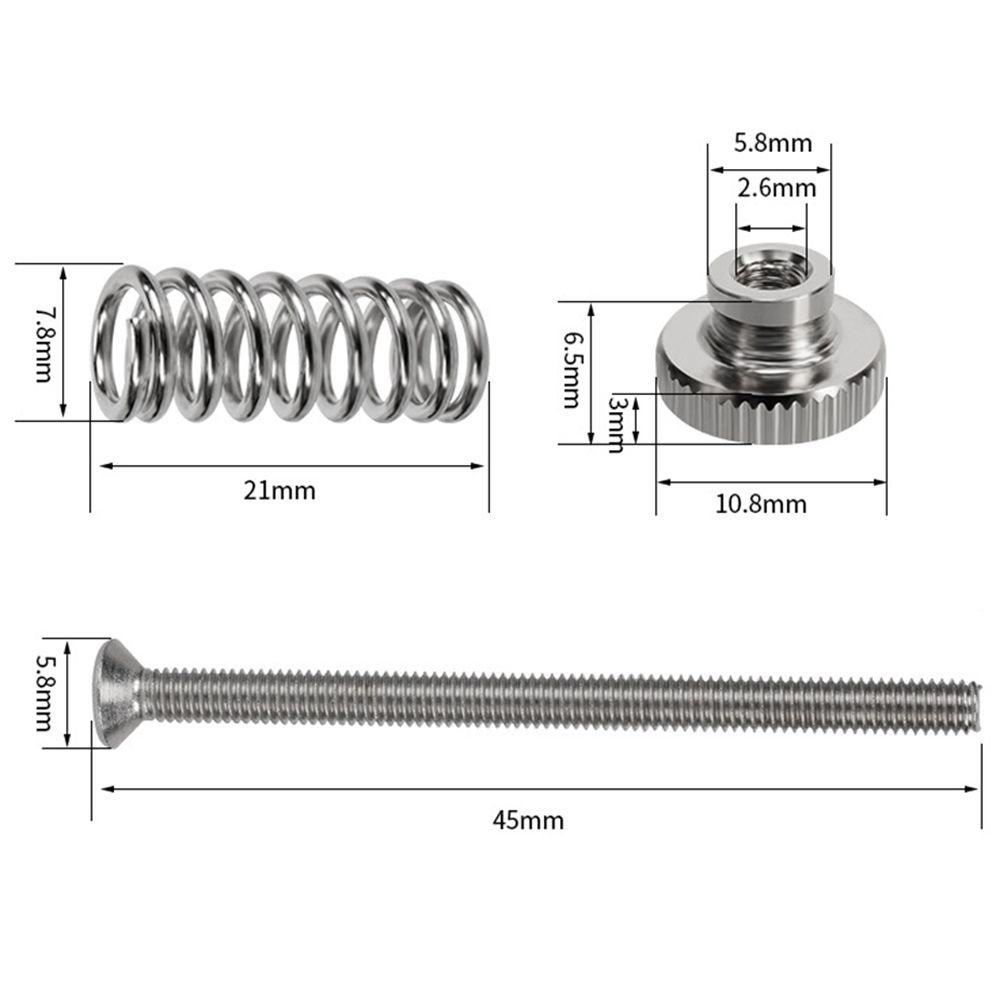 Preva Heated Bed Leveling Kit Aksesoris Printer 3D Tahan Lama Bagian Printer 3D Untuk Mur Ender-3 CR-10 M3