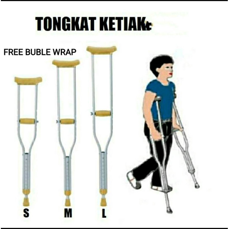 Tongkat Ketiak / Crutch / Kruk tongkat/ Tongkat Jalan / Tongkat Bantu Jalan (Satuan)