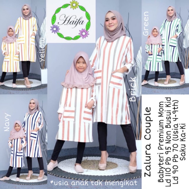 ZALURA COUPLE BY DC ; Tunik Couple ibu anak kaos adem melar halus ori realpict berkualitas