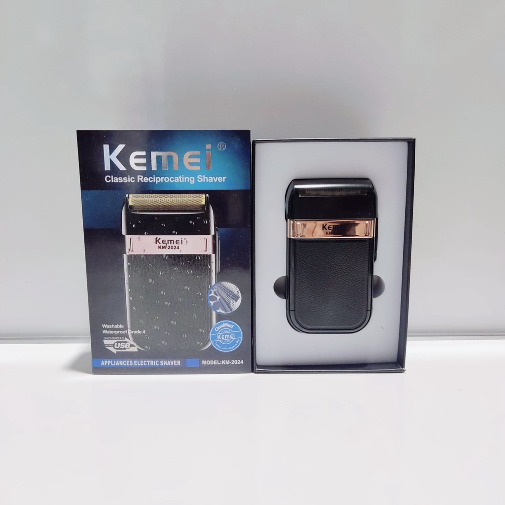 Kemei KM-2024 USB Wet and Dry Shaver Trimmer Alat Cukur Jenggot Kumis