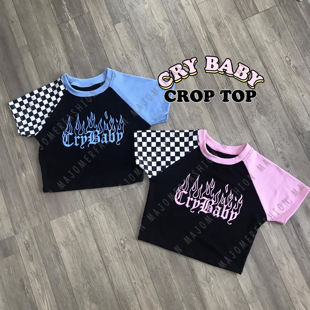 MAJOMER ® | CRY BABY CATUR KNIT RIB CROP TOP - KAOS WANITA