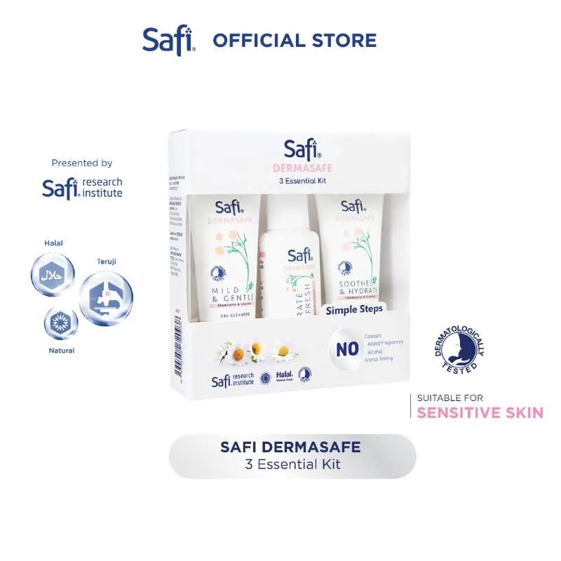 SAFI DERMASAFE 3 Essential Kit Starter Pack 3 in 1 Simple Step