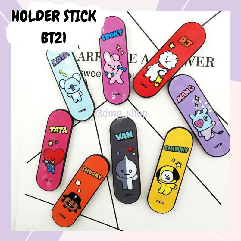 Holder stick Popsocket Iring hp ponsel BT21 BTS Jungkoook Jin RM JHope Rapmon Van Rj Mang Koya Tata