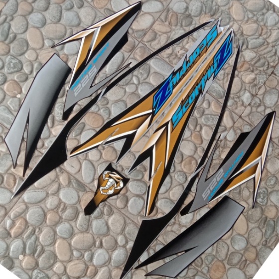 stiker striping motor yamaha scorpio z 225 2006 silver hitam gold