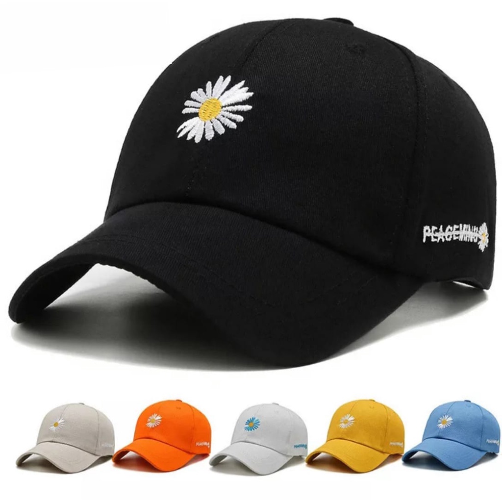 Topi Baseball Bunga Daisy Sunflower Termurah - Topi Distro Bordir Sunflower Premium Quality