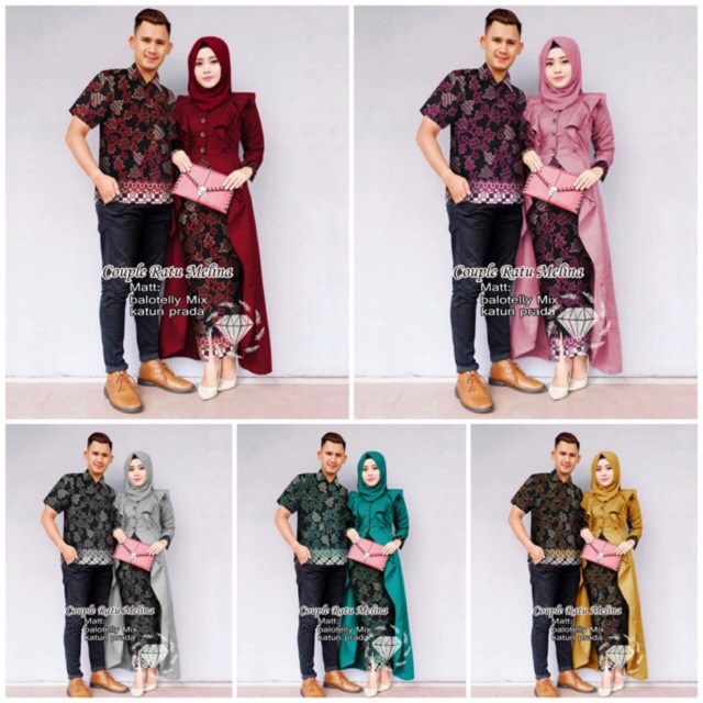 [BM] Batik/Muslim Wanita Couple Pria Pesta Kondangan kekinian Kapelan Nikahan Cowok cewek Baju Pesta 2022 Baju Couple Kekinian Baju Cople Ramadhan