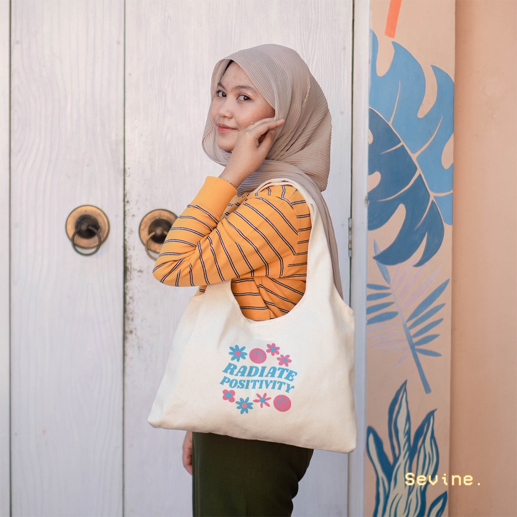 Sevine Tote bag Kanvas Bonnie Tas Wanita Totebag Kuliah Laptop Quotes Vintage Danish Pastel Groovy Retro Motivation Aesthetic - KGN