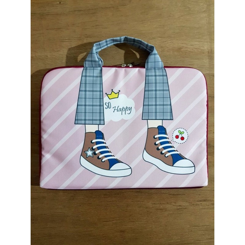 TAS LAPTOP JINJING 12” &amp; 14&quot; SERI KAKI (CUSTOM NAMA)