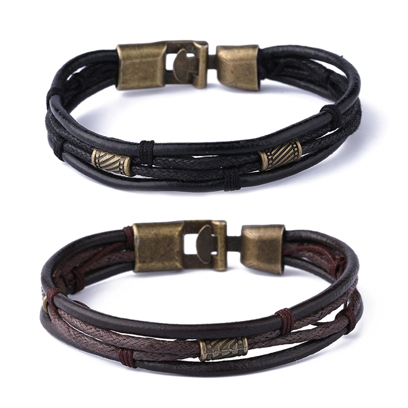 Luxury Accessories Bracelet Men's Fashion Gift Black New Leather Bracelets DIY Combination Wild Handsome Gift|Charm Bracelets