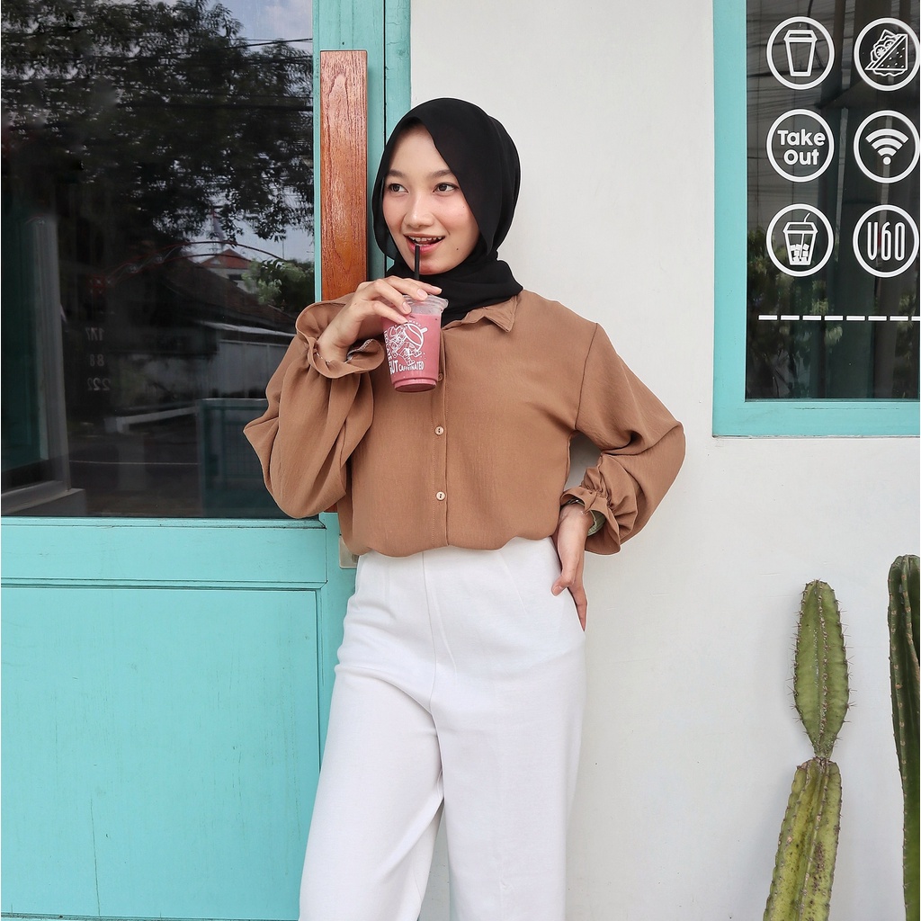 1KG MUAT 5PCS | FEBY BLOUSE ATASAN AIRFLOW CRINKLE HITS OOTD SELEBGRAM FASHION GROSIR WANITA TERBEST SELLER