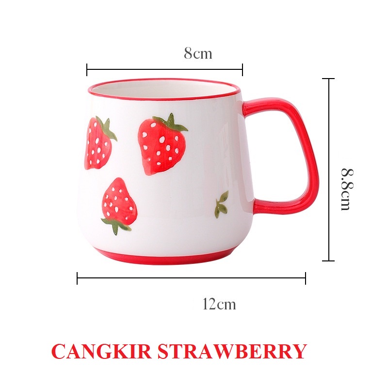 Cangkir Keramik Lucu Motif Buah Jeruk/Strawberry