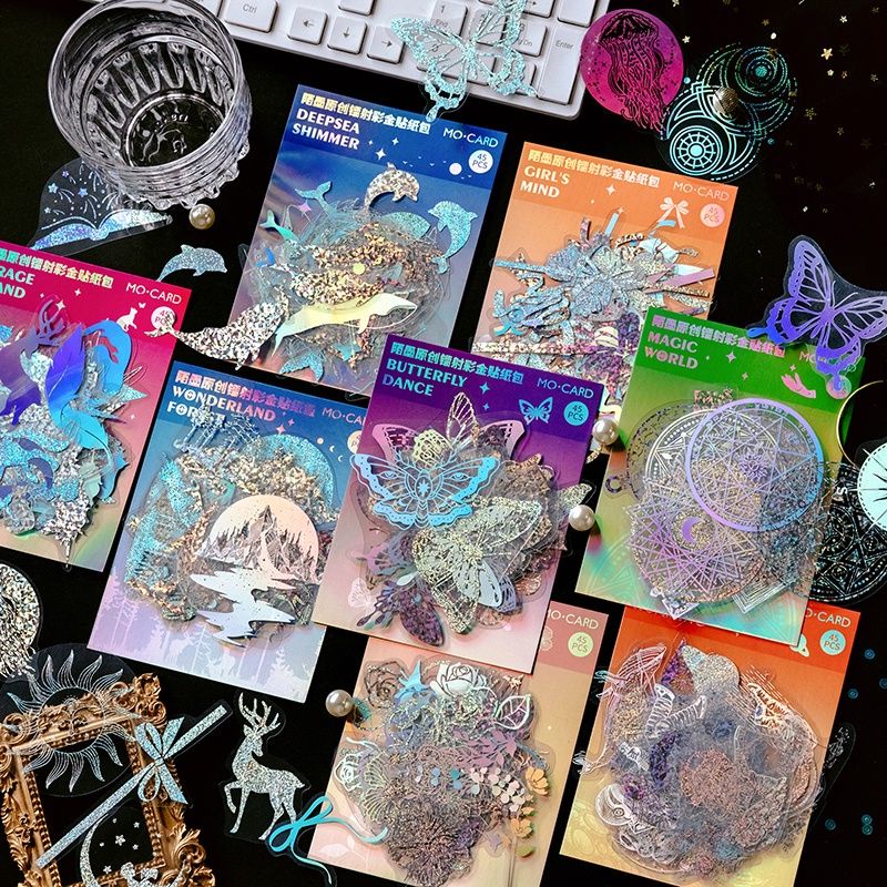 

SALE ABISIN STOCK Nsyjournal Sticker Laser Glitter Unicorn Kupu kupu 15pcs for Journal Scrapbook